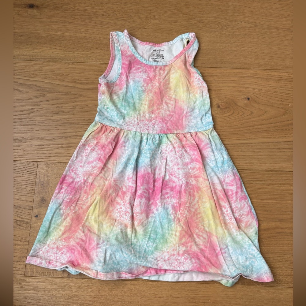 George Girls' Pastel Tie-Dye Tank Dress - Pink, Yellow, Blue